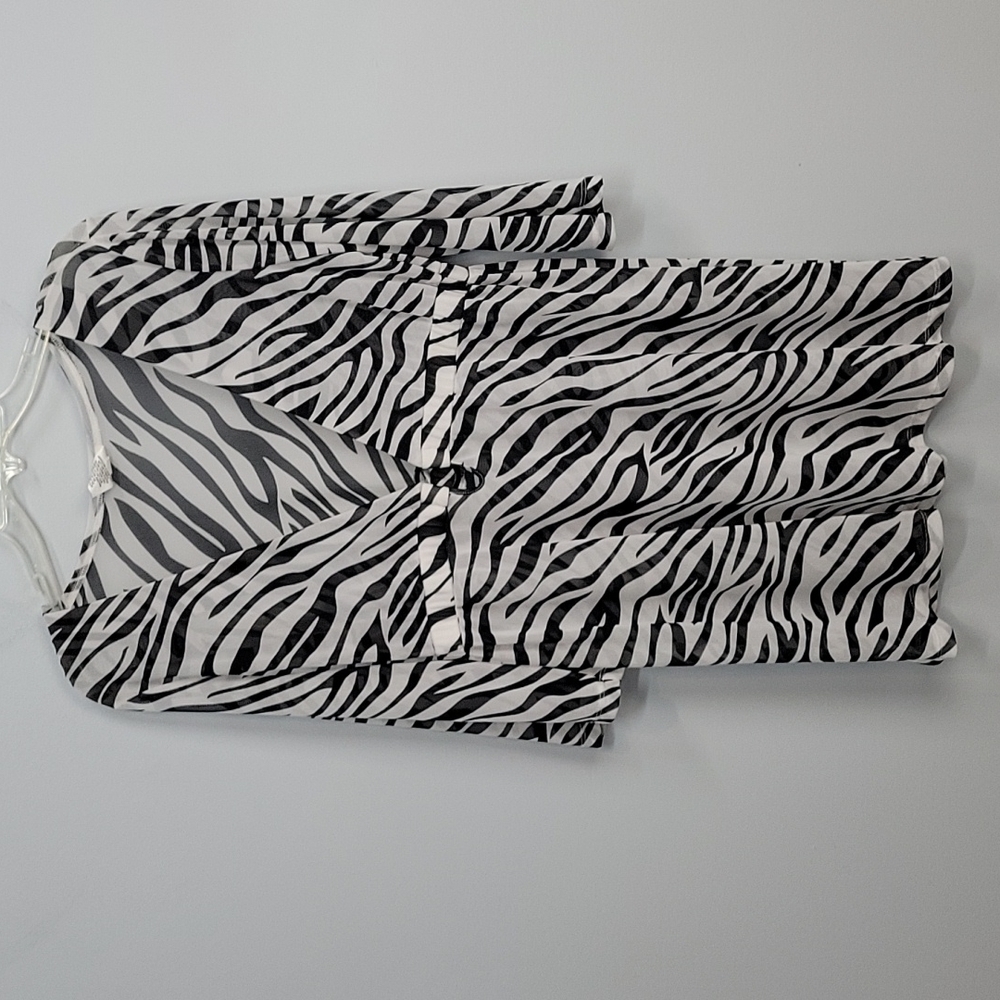 Wave Zone Sheer Zebra Black & White Swim Cover UP dress small
